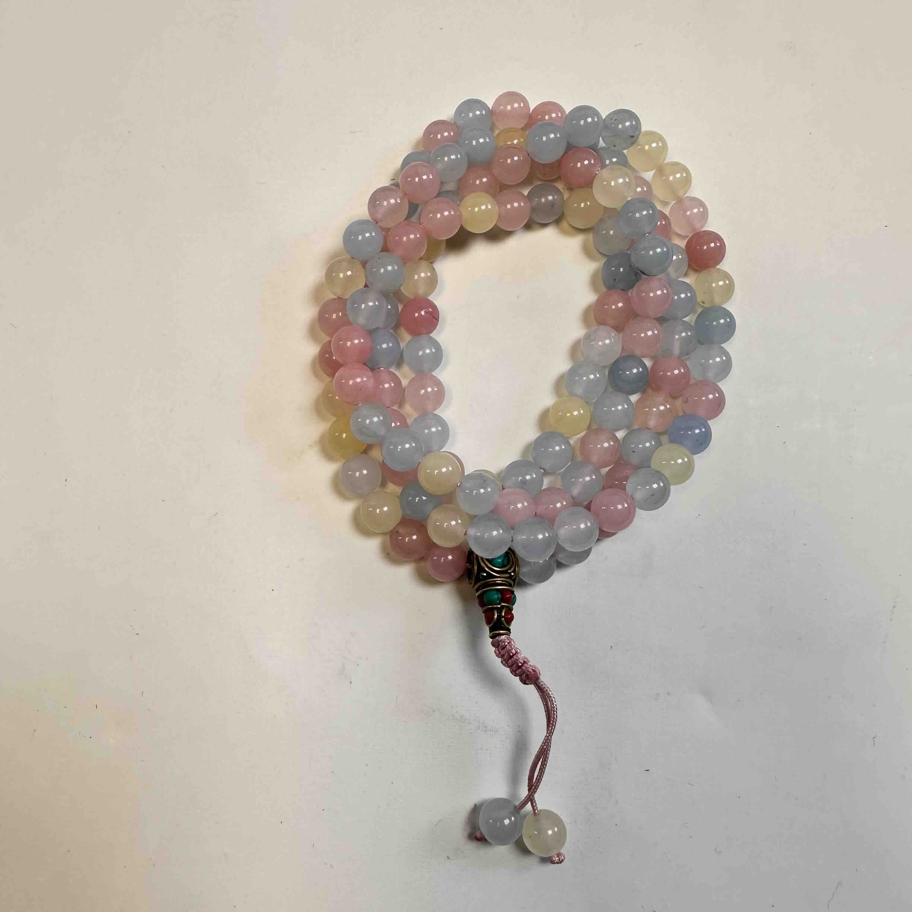 Multi-Color Crystal Buddhist Mala – 108 Beads