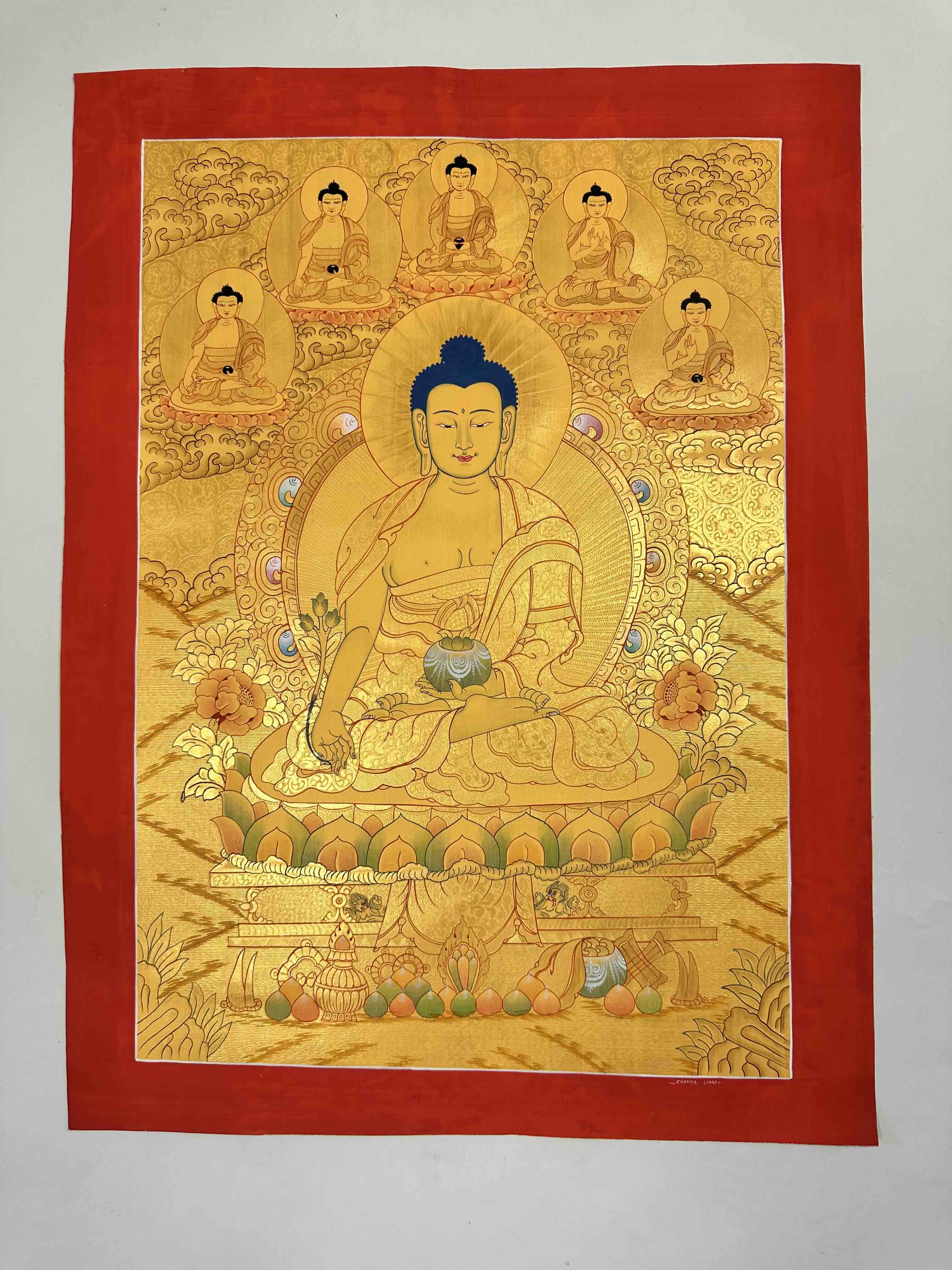Medicine Buddha Gold Thangka